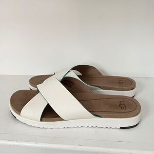 UGG Kari Slide Flat Sandals Women’s Size 10  White